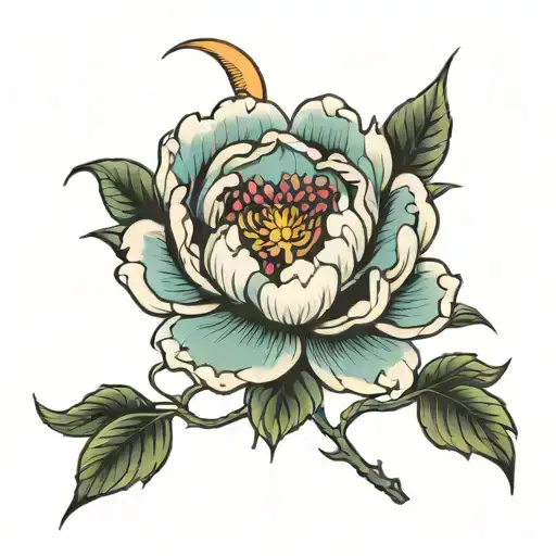 Peony With Moon