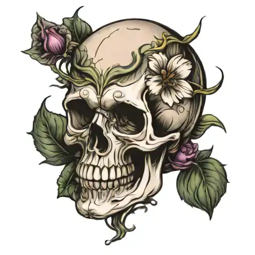 Skull And Flower Growing