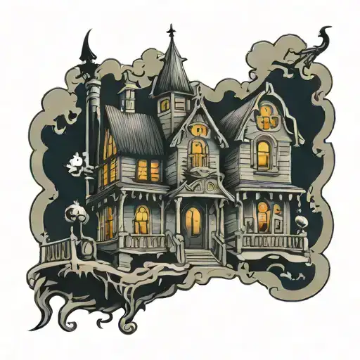 Cartoon Haunted House Roller Coster