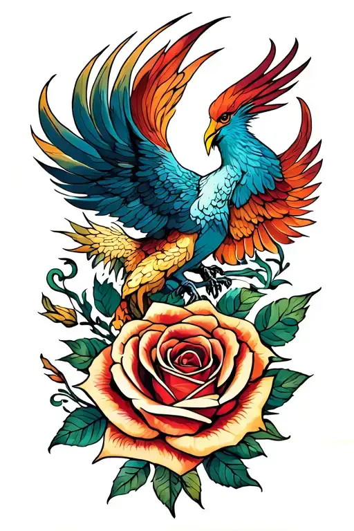 Phoenix Carpe Diem Et Rose Surrounded