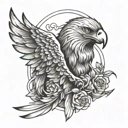 An Angle With An Eagle On Her Shoulder