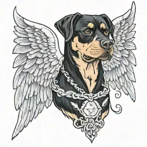 Girl Rottweiler With Angel Wings