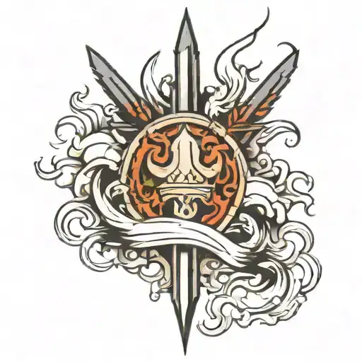 Simple Broken Sword With Smoke Lines Around It