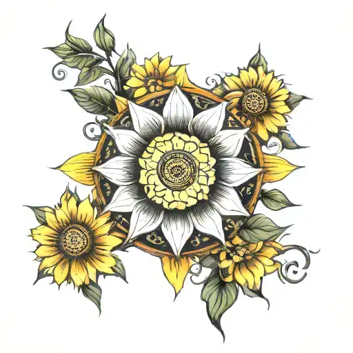 Spiritual Sun Flowers Vines Simple
