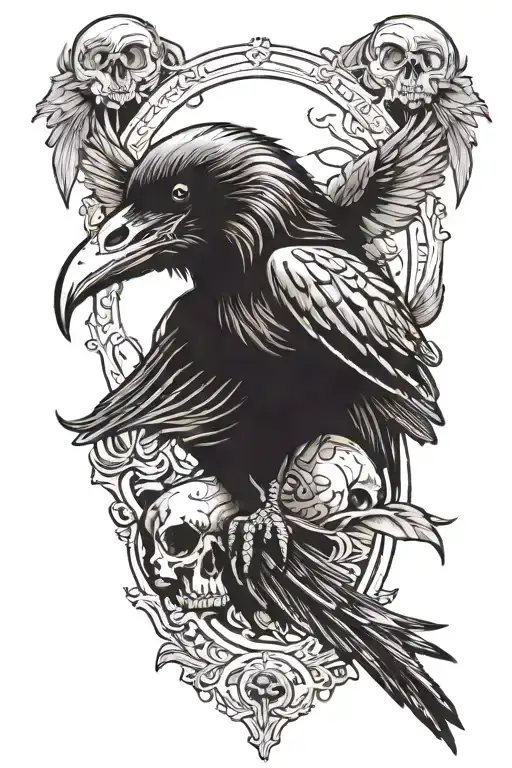 Raven With Skull Coming Out Of It
