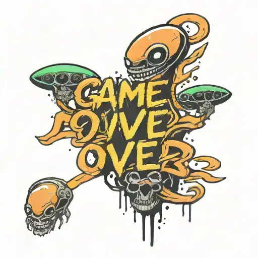 Big Text 'Game Over' Below The Text Alien Ufos