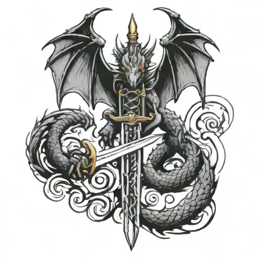 A Dragon That Is Around A Sword