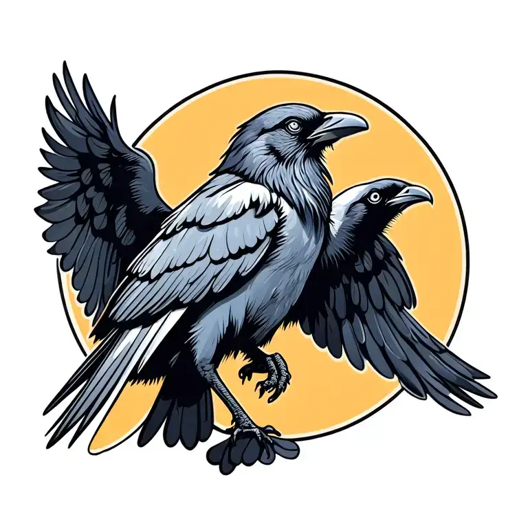 Big Crow With Open Wings In