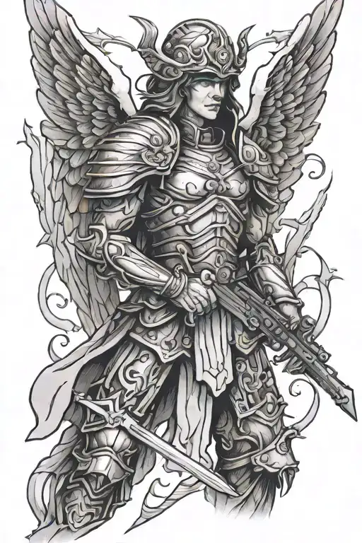 Neo-traditional Angel Warrior Soldier