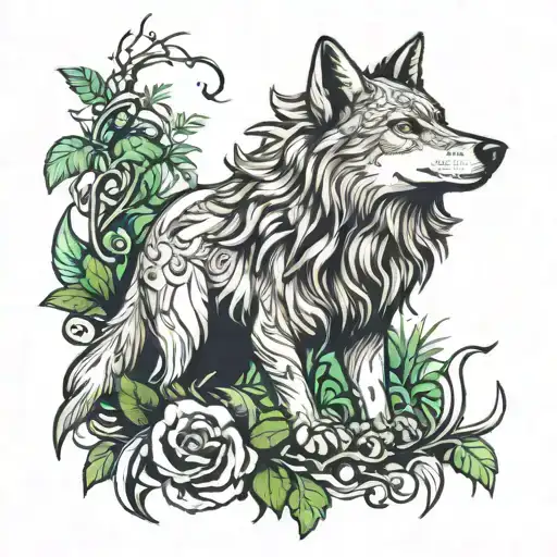 Wolf With Crown In Jungle Background