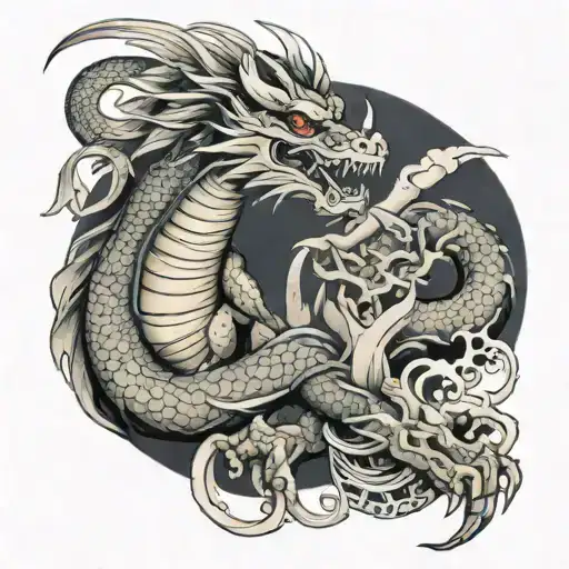 Japanese Dragon Guarding A Samurai Warrior Sleeve