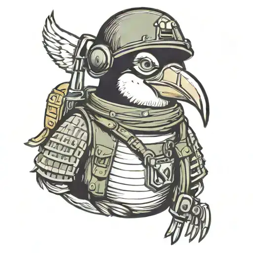 Chilly Willy Penguin Wearing Army Helmet