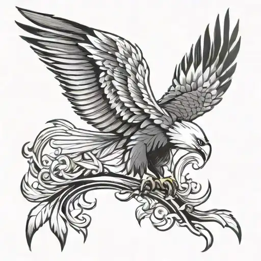 Eagle Design And Eagle Combination Black And White