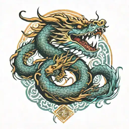 2 Oriental Dragon On Collarbone