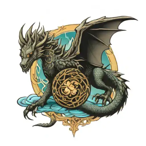 Yygdrasil And Dragon Flying