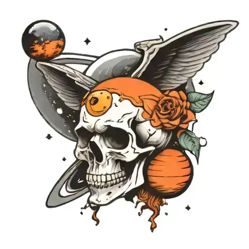 Skull And Planet Saturn