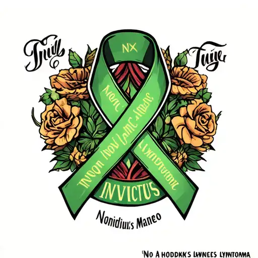 Non Hodgkin's Lymphoma Ribbon With Invictus Maneo Quote