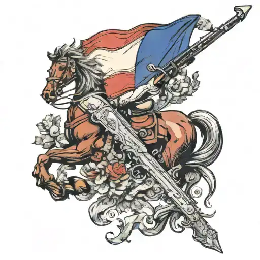 Make Me A French Flag In An Old Format With A Model 1777 Rifle And A Cavalry Sword