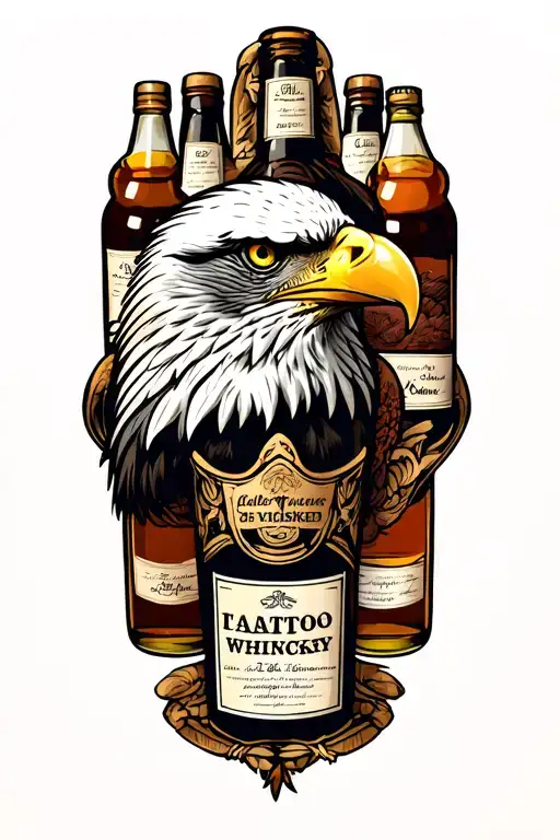 An Eagle With A Bald Head Surrounded By Whiskey Bottles