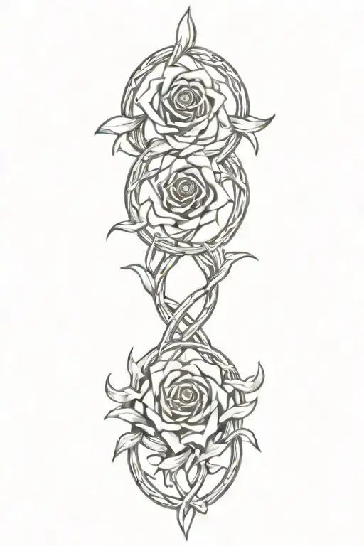 Celtic Knotwork Intertwined Roses Entwined With Flames