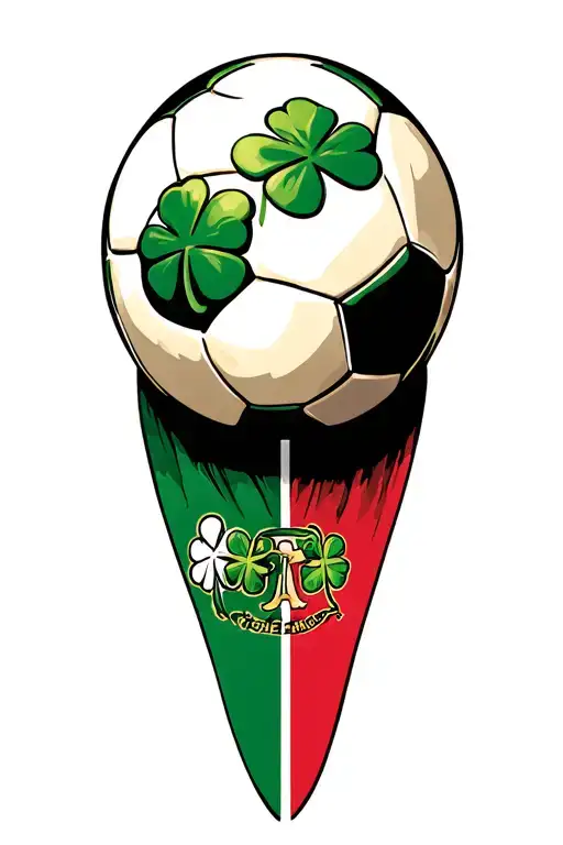 Soccer Ball Where The Panels Of The Ball Are 4 Leaf Clovers But Coloured The Italian Flag Colours
