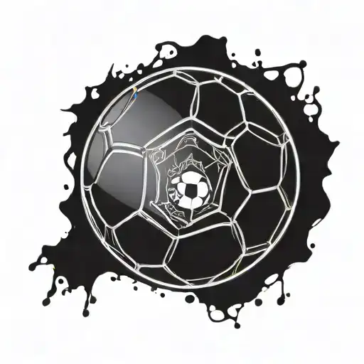 A Detailed Blackwork Tattoo Of A Soccer Ball With The Santos Fc Logo Incorporated Into The Design