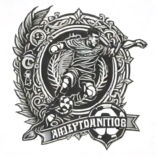 Combine The Santos Fc Crest With A Blackwork Illustration Of A Soccer Player Scoring A Goal