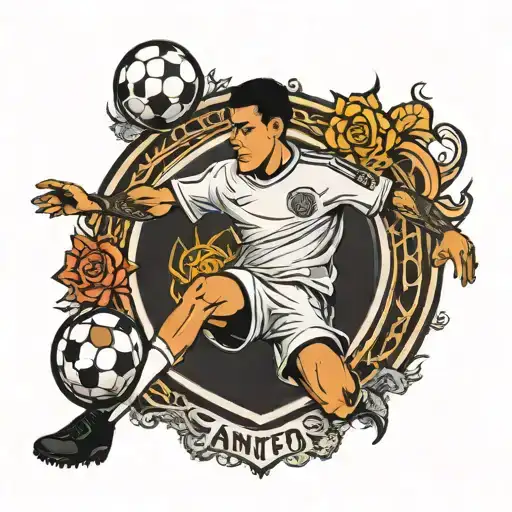 Combine The Santos Fc Crest With A Blackwork Illustration Of A Soccer Player Scoring A Goal
