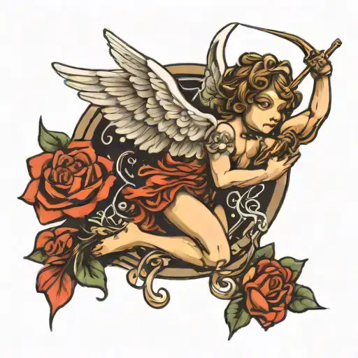 Cupid Angel Shooting A Random Word