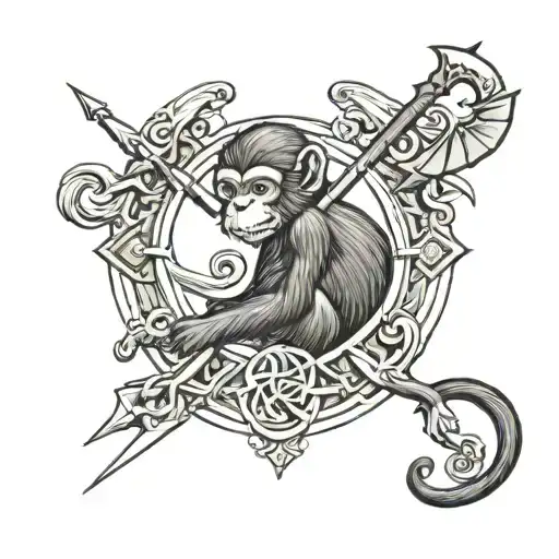 Monkey Whit Sagittarius Zodiac Sign Incorporated