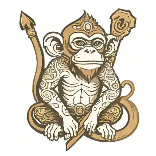 Monkey Whit Sagittarius Zodiac Sign Incorporated Within