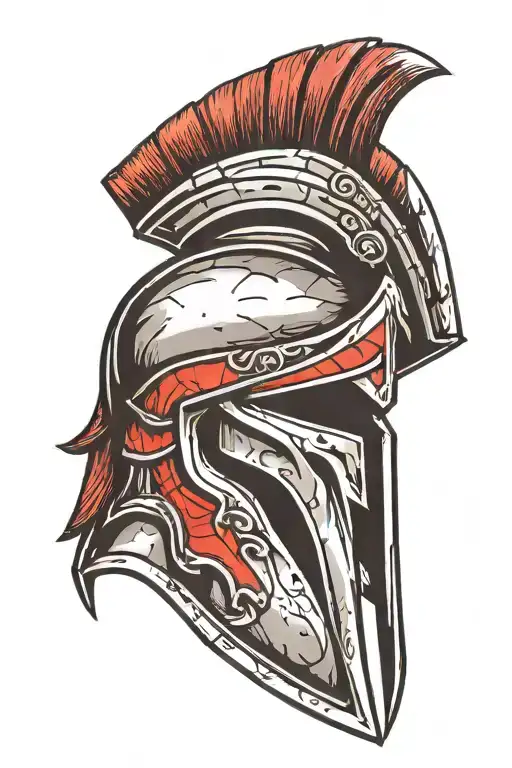 Spartan Helmet With Red And Black Accent