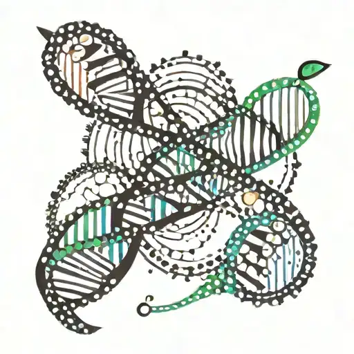 Dna Strand Aboriginal Dot Art Style