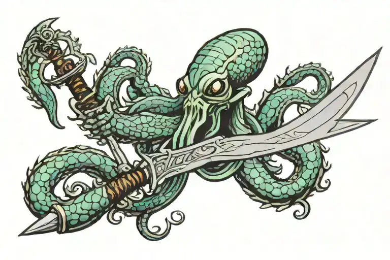 Kracken Holding A Sword