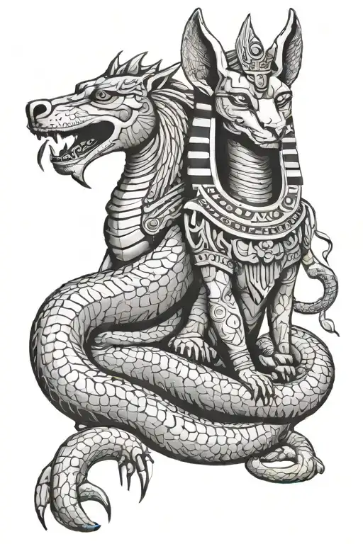 Snake And Anubis Egypcian God