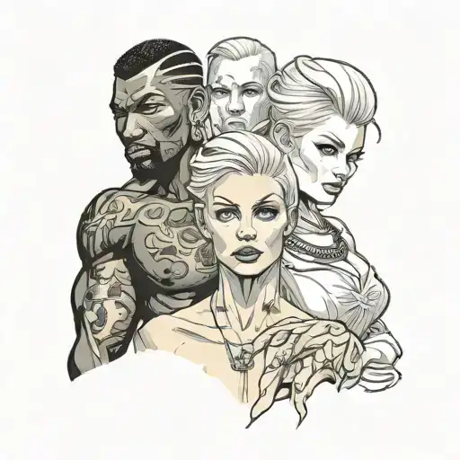 One Very Slim White Blonde Female Submit To Two Muscular Big African Males