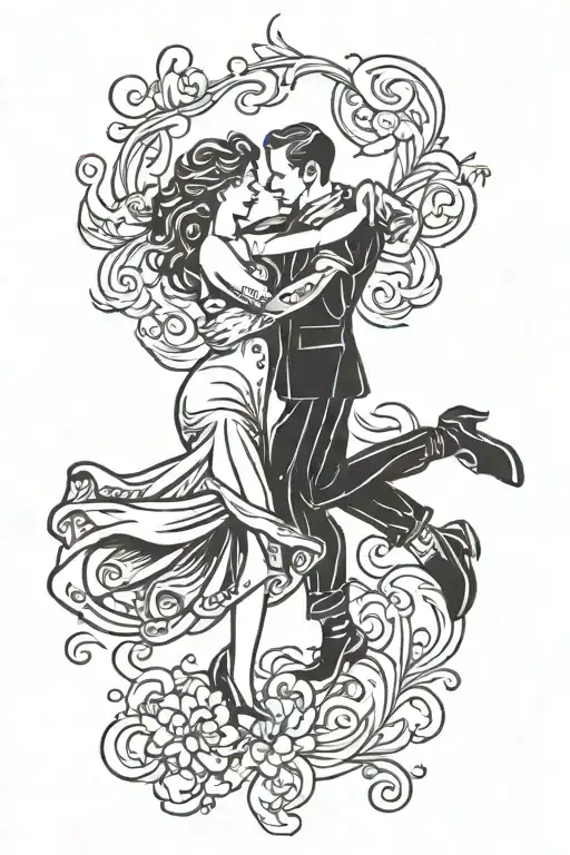 Husband And Wife Tattoo Of A Dancing Couple