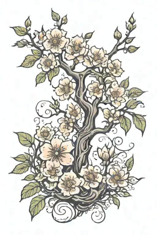 Tree Growing Flowers Blooming