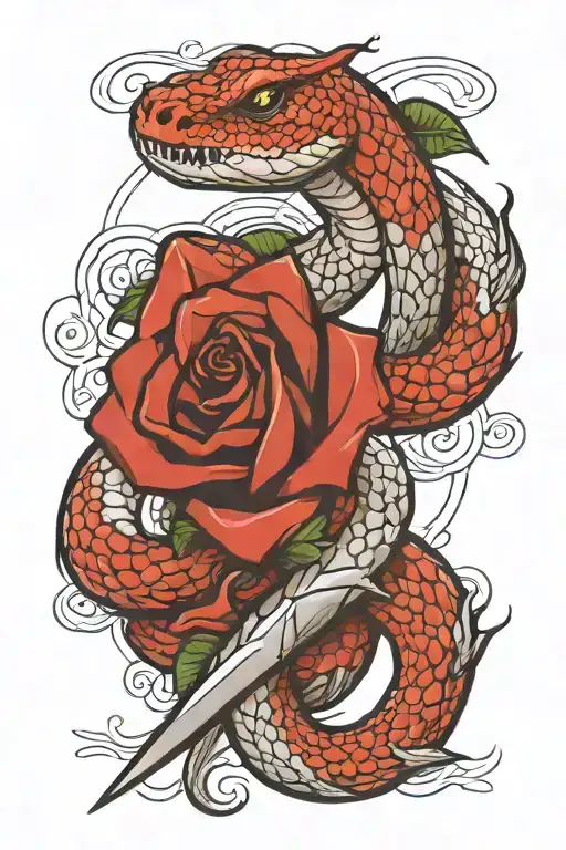 Ourobouros Circle Snake With Dagger Cutting It