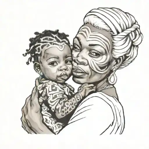 White Blonde Mother With African Baby