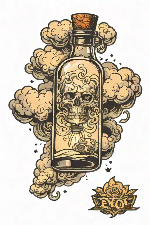 A Glass Bottle Catching Lighting From A Cloud In The Sky