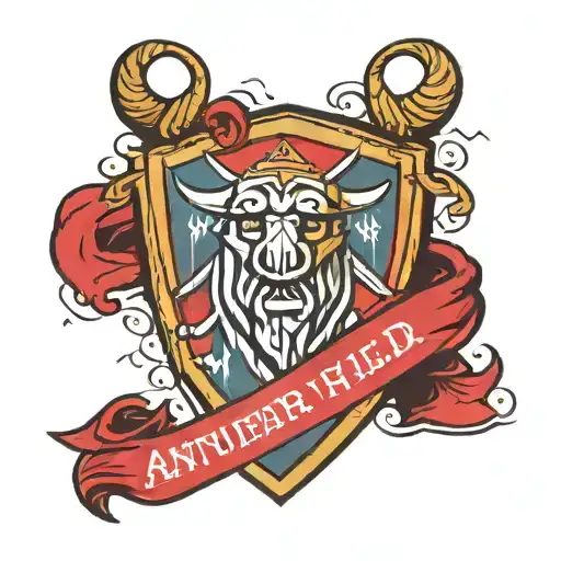 Antwerp Footbal Club Logo On A Broken Viking Shield