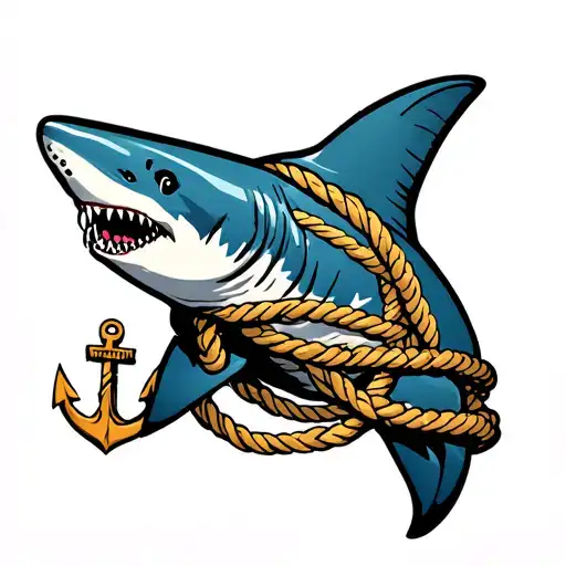 Shark With In Ropes With Anchor Intertwined