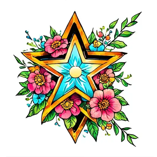 Traditional Star With Flowers Wrapped