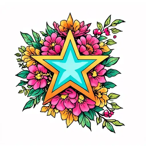 Traditional Star With Flowers Wrapped