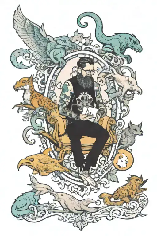 A Therapist Guiding A Group Of Fantasy Creatures Through A Dream World