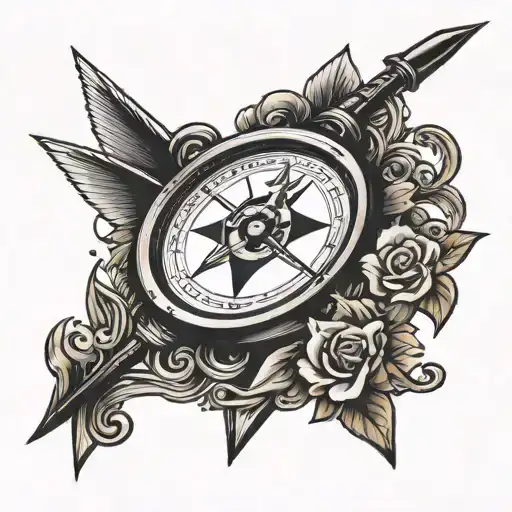 Arrow Pointing Down With Compass Points