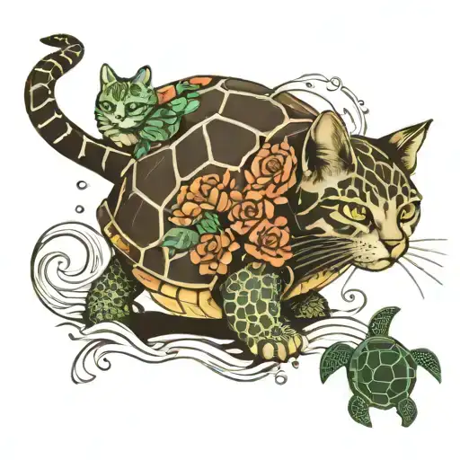 Cat And Sea Turtle