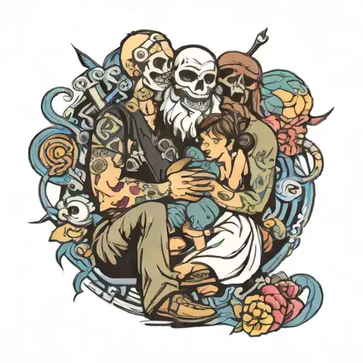 Father Tribute Playing Computer Games Together Representing Love