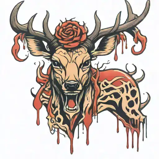 Deer With Fangs With Tears Dripping